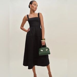 NEW Reformation Everett Sleeveless Linen Embroidered Midi Dress | US 2 UK 6